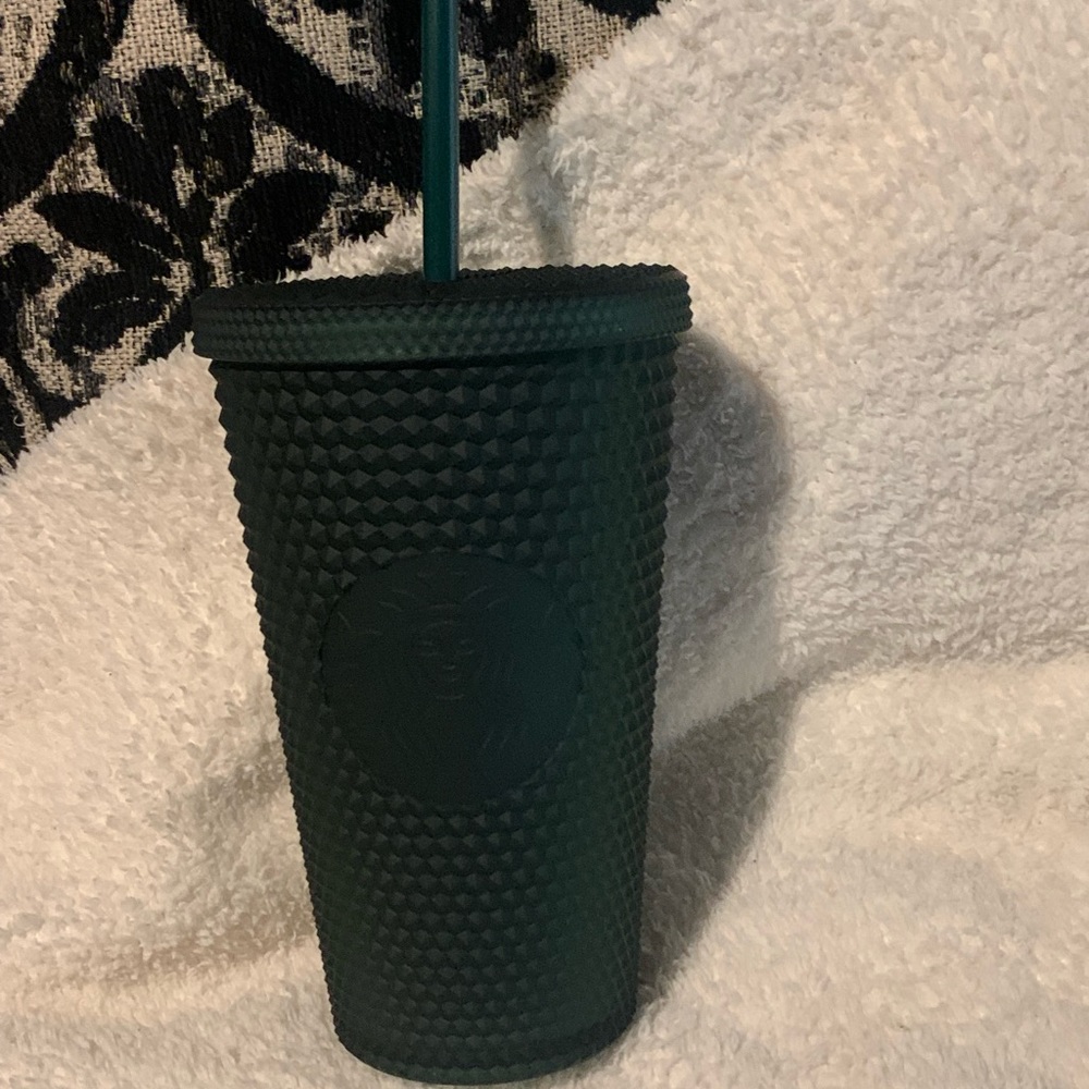 Starbucks  Tinted Bling Dark Green Studded Cold Cup Tumbler 16 oz